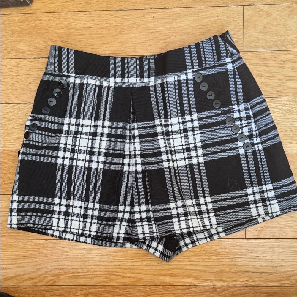 Alexander Wang Black and White Plaid High Waist Shorts
